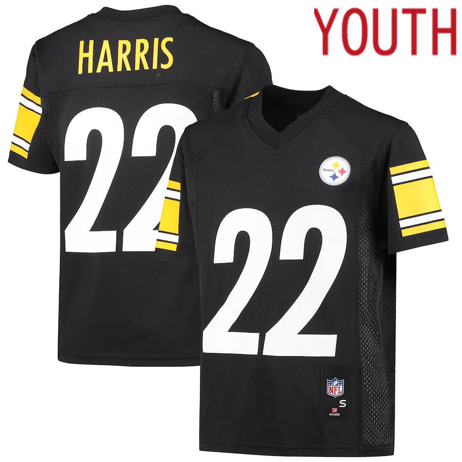 Youth Pittsburgh Steelers 22 Najee Harris Black Replica Player NFL Jersey